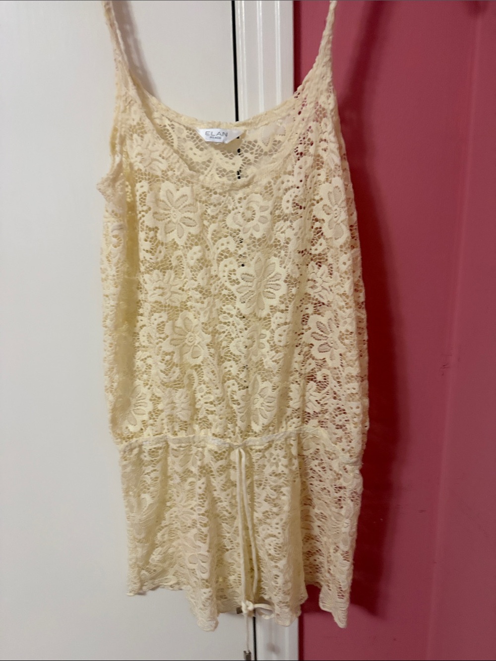 Elan Lace Crochet Mini Dress in Cream